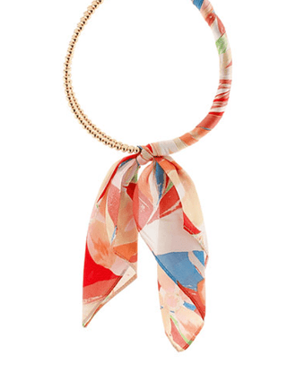 Scarf Wrapped Collar Necklace - Peach Multi/Gold - Instyle Boutique