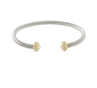 Two Tone Cable Twist Cuff Bracelet - Instyle Boutique