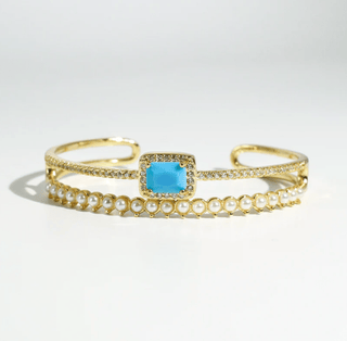 Turquoise Pearl Mirage Cuff - Instyle Boutique