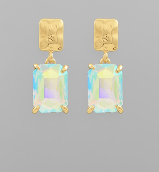 Square Stone Drop Earrings - Gold - Instyle Boutique