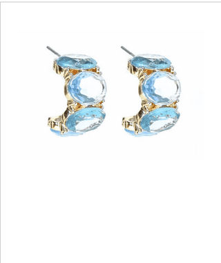 Blue Rhinestone Oval Earrings - Instyle Boutique