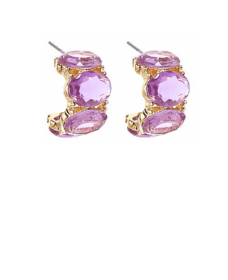Purple & Lavender Rhinestone Oval Earrings - Instyle Boutique