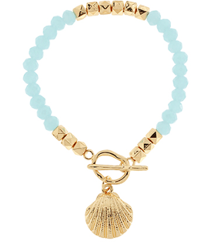 Seashell Charm Beaded Toggle Bracelet