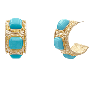3 Square Dome & Hammered Half Hoops - Instyle Boutique