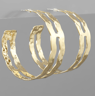 Gold Wavy Hoop Earrings