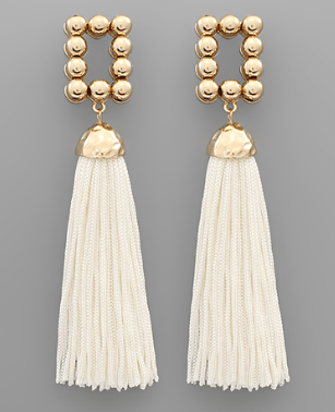 Ivory Fringe Gold Earrings