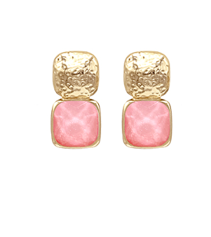 Bold Stone Pastel Pink Earrings - Instyle Boutique