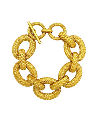 Vintage Gold Texture Linked Bracelet
