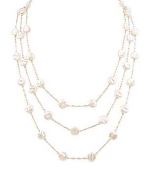3 Layered Disk Pearl Necklace