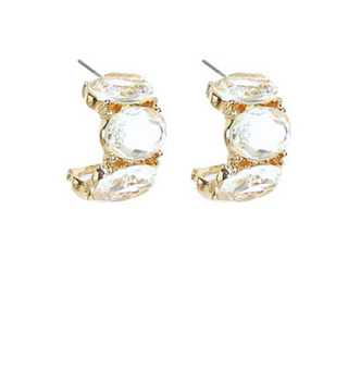 Clear Rhinestone Oval Earrings