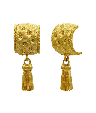 Gold Tassel Half Hoop Earrings