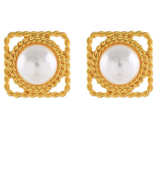Textured Rope & Dome Pearl Earrings