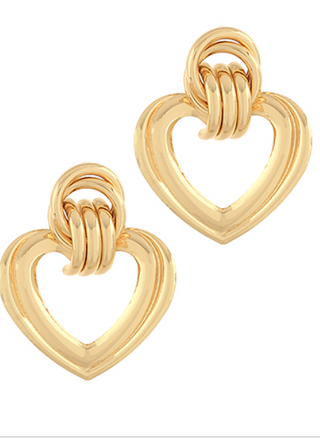 Gold Knot Heart Drop Earrings