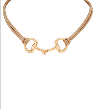 Natural Layered Leather 2 Horsebit Necklace
