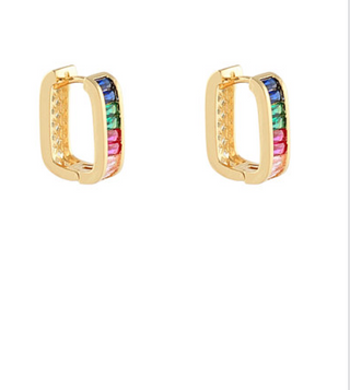 Multi Baguette U Hoop Earrings