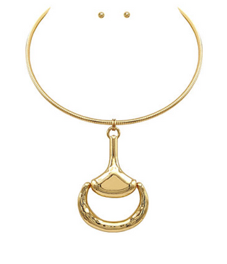 Statement Horsebit Pendant Choker Necklace