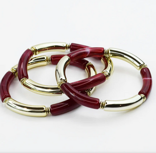 Live a Little Skinny Stretch Bracelet- Maroon