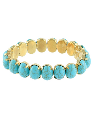 Gold-Tone Turquoise Oval Stone Bracelet