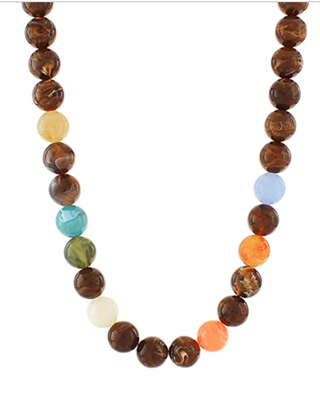 Earthy Multicolor Round Bead Necklace