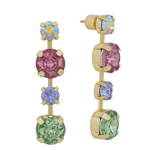 4 Crystal Linear Earrings- Multi