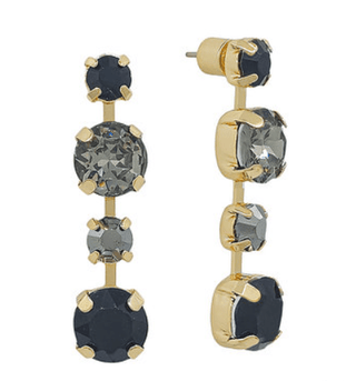 4 Crystal Linear Earrings- Black