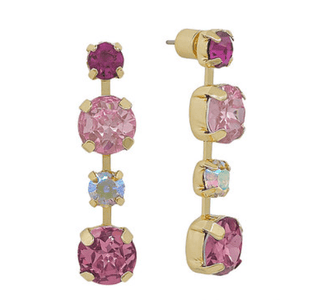 4 Crystal Linear Earrings- Fuchsia