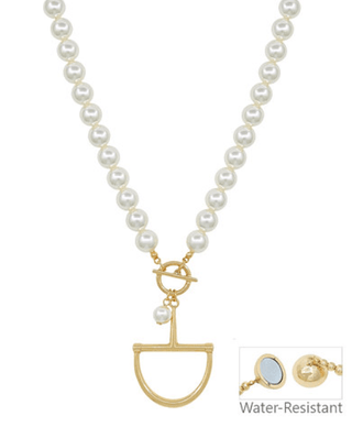 Horsebit & Pearl Charm Necklace