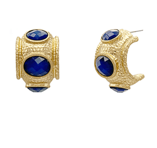 Antique Navy Stone Hoop Earrings - Instyle Boutique