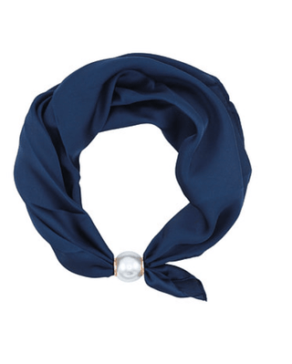 Navy Accented Pearl Scarf Choker Necklace - Instyle Boutique