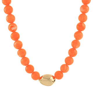 Orange Beaded & Gold Statement Necklace - Instyle Boutique