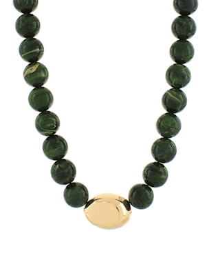 Dark Green Beaded & Gold Statement Necklace - Instyle Boutique