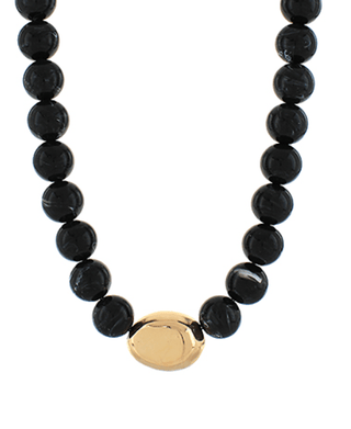 Black Beaded & Gold Statement Necklace - Instyle Boutique