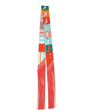 Red Equestrian Fringe Skinny Scarf - Instyle Boutique
