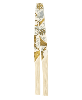 Gold & Cream Floral Medallion Tassel Scarf - Instyle Boutique