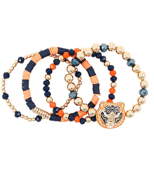 Gameday Spirit Orange & Navy Bracelet Stack
