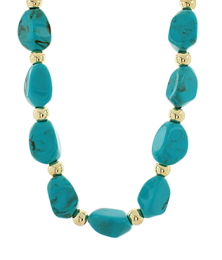 Turquoise Nugget & Gold Bead Statement Necklace
