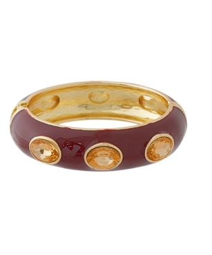 Burgundy Enamel Oval Stone Statement Bangle