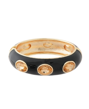 Black Enamel Oval Stone Statement Bangle