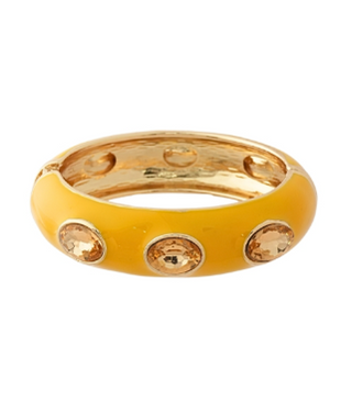 Yellow Enamel Oval Stone Statement Bangle