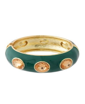 Green Enamel Oval Stone Statement Bangle