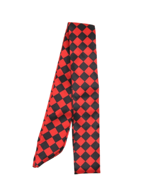 Red & Black Diamond Print Skinny Scarf