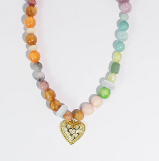 Rainbow Gem Heart Necklace