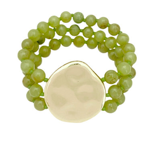 Gilded Disc Olive Triple Stand Bracelet
