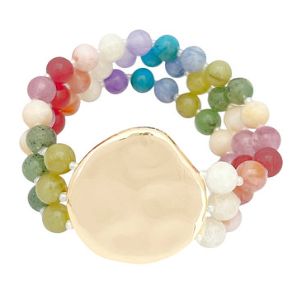 Gilded Disc Colorful Triple Stand Bracelet