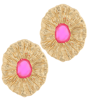 Fuchsia Sunburst Statement Earrings