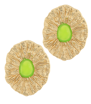 Lime Sunburst Statement Earrings