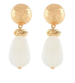 Hammered Gold Dome Ivory Earrings