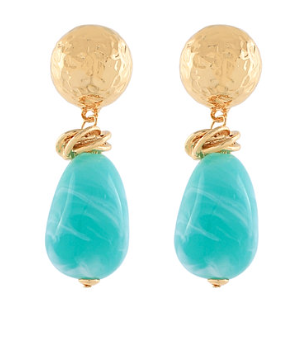 Hammered Gold Dome Turquoise Earrings