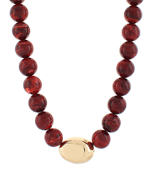 Burgundy Beaded & Gold Statement Necklace