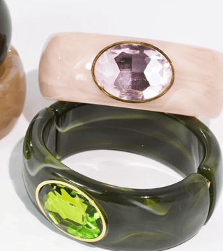 Olive Gemstone Resin Cuff Bracelet - Instyle Boutique